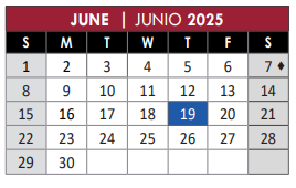 District School Academic Calendar for David Mccall Elementary for June 2025