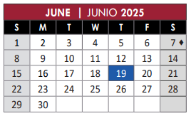 District School Academic Calendar for Adult Basic Ed for June 2025