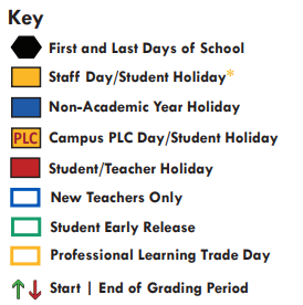 District School Academic Calendar Legend for Beaty Early Childhood School