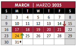 District School Academic Calendar for Head Start for March 2025