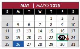 District School Academic Calendar for Rose Haggar Elementary School for May 2025