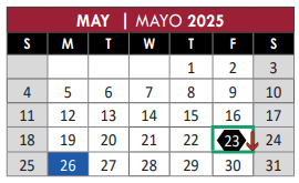 District School Academic Calendar for Plano Parkway Middle for May 2025