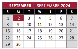 District School Academic Calendar for Beaty Early Childhood School for September 2024