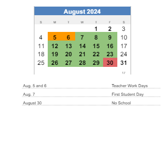 District School Academic Calendar for Webster Elementary School for August 2024