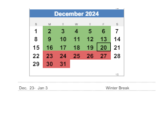 District School Academic Calendar for Webster Elementary School for December 2024