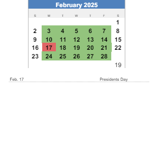 District School Academic Calendar for Webster Elementary School for February 2025