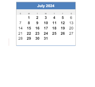 District School Academic Calendar for Webster Elementary School for July 2024