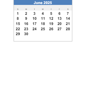 District School Academic Calendar for Webster Elementary School for June 2025