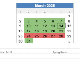 District School Academic Calendar for Webster Elementary School for March 2025