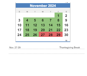 District School Academic Calendar for Webster Elementary School for November 2024
