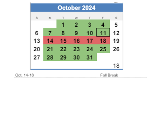 District School Academic Calendar for Webster Elementary School for October 2024