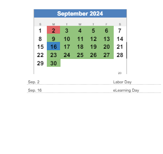 District School Academic Calendar for Webster Elementary School for September 2024
