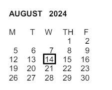 District School Academic Calendar for Decker Elementary for August 2024