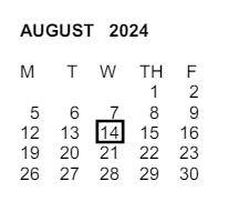 District School Academic Calendar for San Antonio Elementary for August 2024