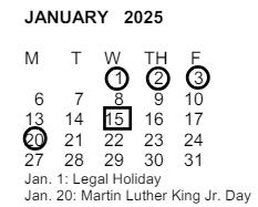 District School Academic Calendar for Pomona Alternative (pas) for January 2025
