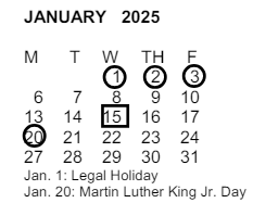 District School Academic Calendar for Montvue Elementary for January 2025