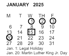 District School Academic Calendar for Pueblo School for January 2025