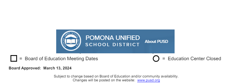 District School Academic Calendar Key for Pomona Alternative (pas)