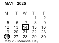 District School Academic Calendar for Montvue Elementary for May 2025
