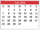 District School Academic Calendar for Paul Saylor Elementary School for July 2024