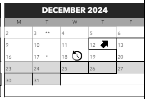 District School Academic Calendar for Astor Elementary School for December 2024
