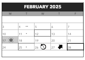 District School Academic Calendar for Astor Elementary School for February 2025
