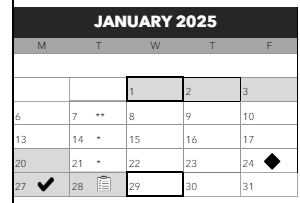 District School Academic Calendar for Astor Elementary School for January 2025