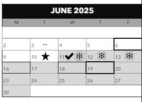 District School Academic Calendar for Astor Elementary School for June 2025
