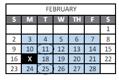 District School Academic Calendar for Peak Alternative Program for February 2025