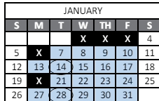 District School Academic Calendar for Peak Alternative Program for January 2025