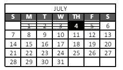 District School Academic Calendar for Barton Prekindergarten for July 2024