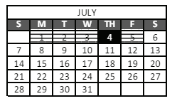 District School Academic Calendar for Peak Alternative Program for July 2024