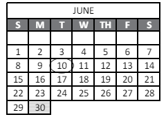 District School Academic Calendar for Peak Alternative Program for June 2025