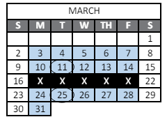 District School Academic Calendar for Peak Alternative Program for March 2025