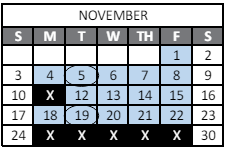 District School Academic Calendar for Peak Alternative Program for November 2024
