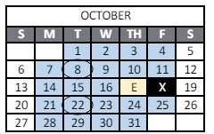 District School Academic Calendar for Peak Alternative Program for October 2024