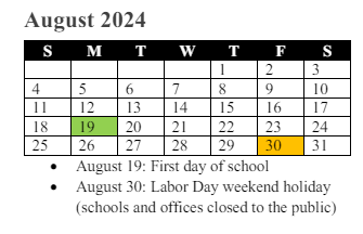 District School Academic Calendar for Rosa Parks Elementary for August 2024