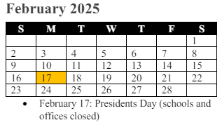 District School Academic Calendar for Bel Air Elementary for February 2025