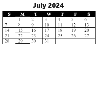 District School Academic Calendar for R. Dean Kilby Elementary for July 2024