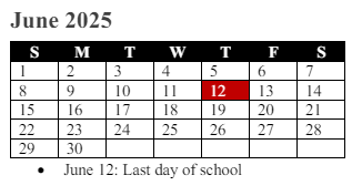 District School Academic Calendar for Featherstone Elementary for June 2025