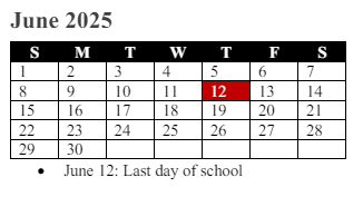 District School Academic Calendar for Dale City Elementary for June 2025