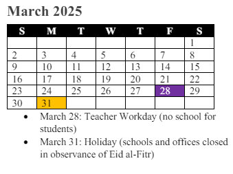 District School Academic Calendar for Rosa Parks Elementary for March 2025