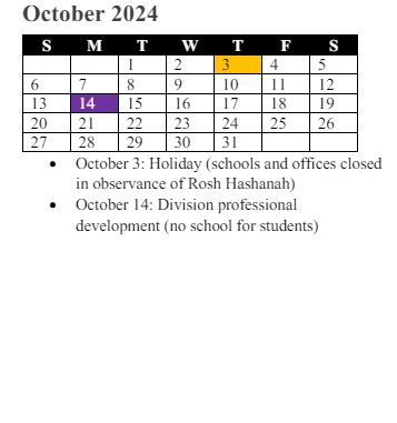 District School Academic Calendar for Dale City Elementary for October 2024