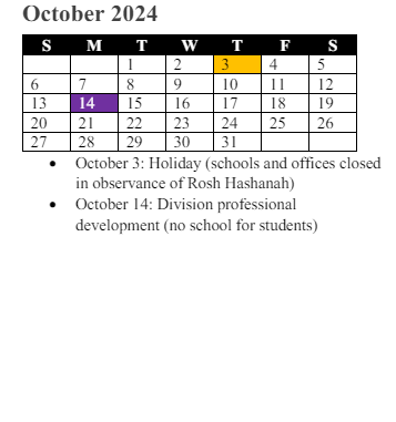 District School Academic Calendar for Rosa Parks Elementary for October 2024