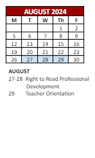District School Academic Calendar for Lillian Feinstein Elementary, Sackett Street for August 2024