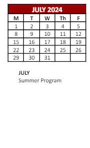 District School Academic Calendar for Mount Pleasant High School for July 2024