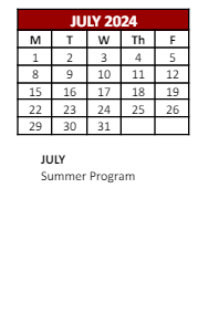 District School Academic Calendar for Lillian Feinstein Elementary, Sackett Street for July 2024