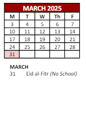 District School Academic Calendar for Academy Of Service for March 2025