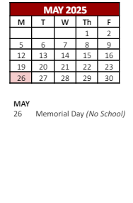 District School Academic Calendar for Gilbert Stuart Middle School for May 2025