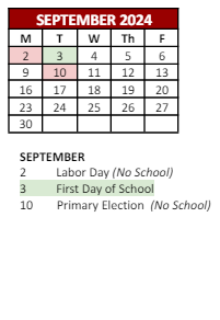District School Academic Calendar for Gilbert Stuart Middle School for September 2024